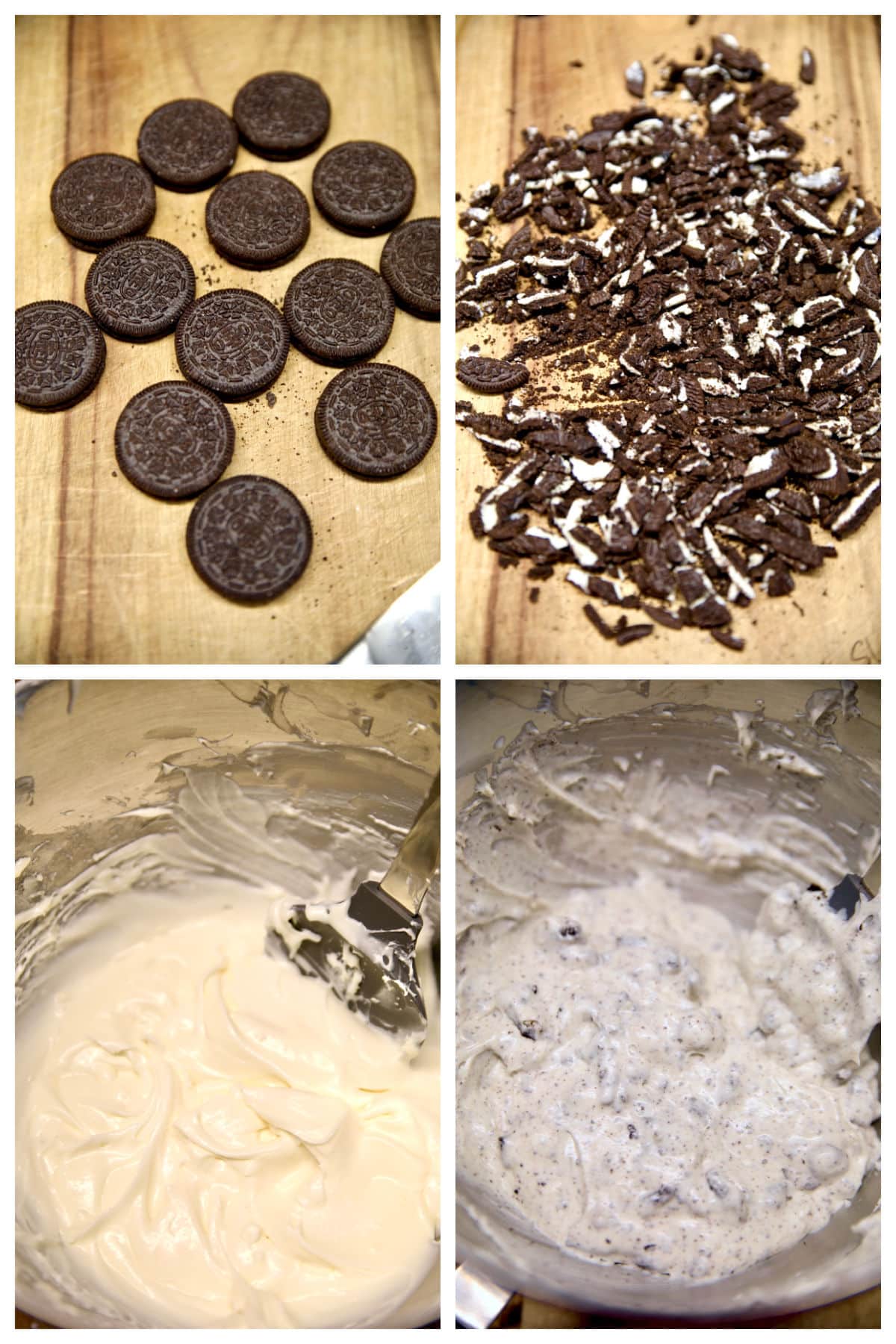 Collage making Oreo frosting.