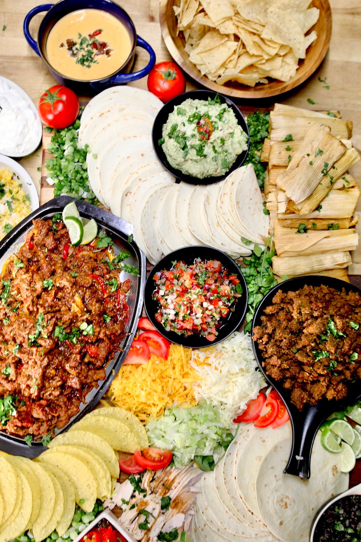 Overhead view of Mexican fiesta menu.