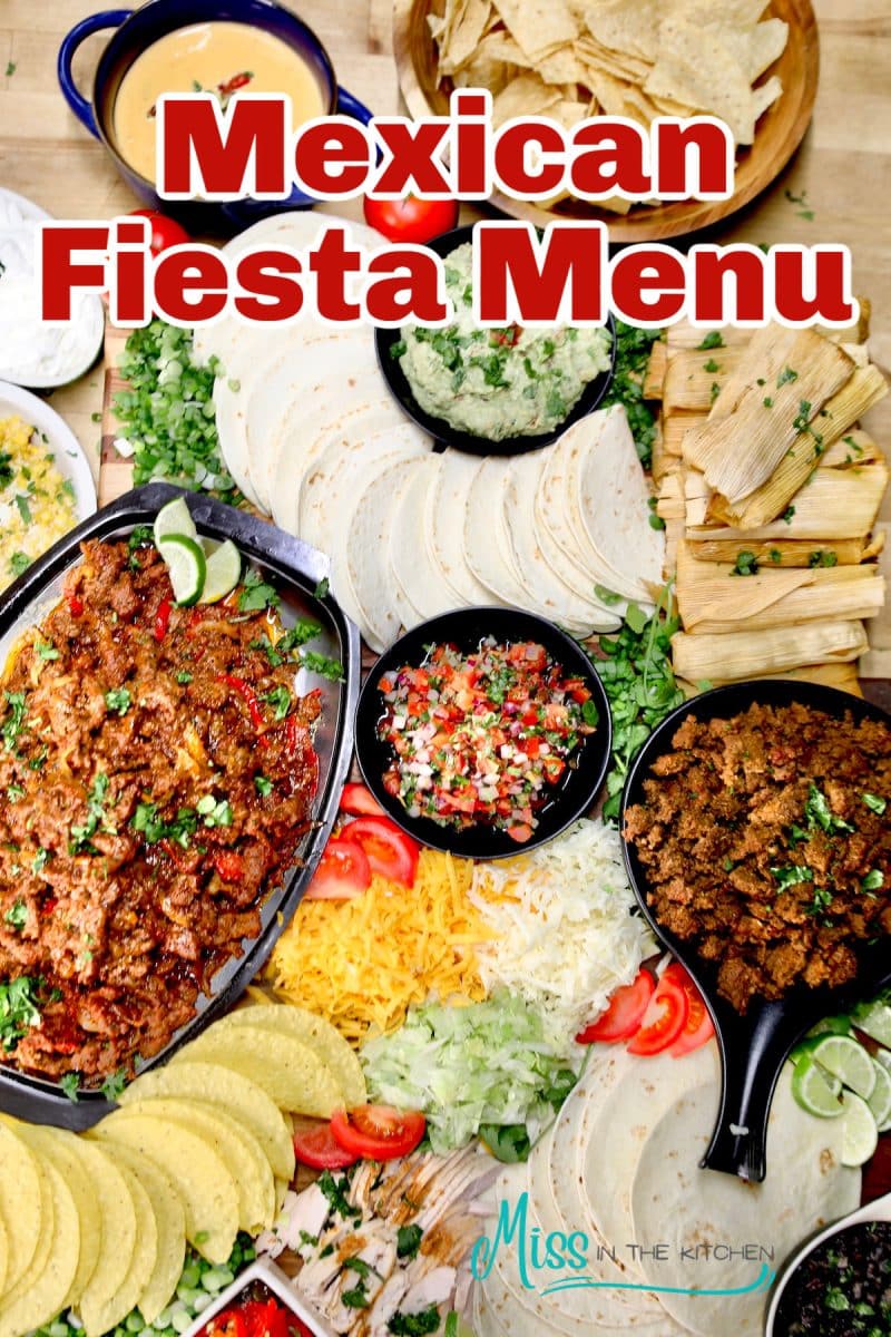 Mexican Fiesta dinner with text overlay.