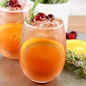 Winter moscato punch in wine glasses.