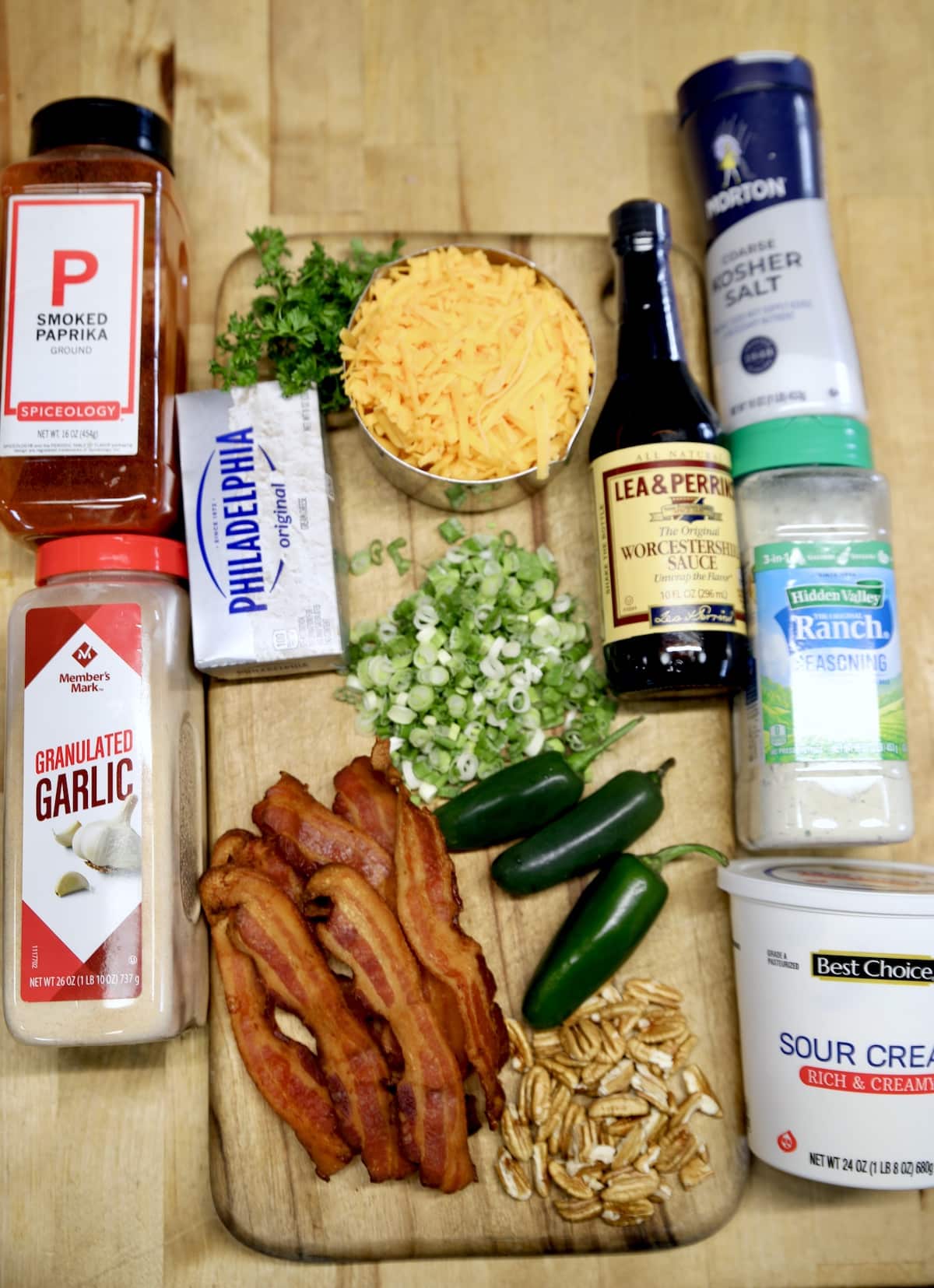 Ingredients for jalapeno popper cheese ball.