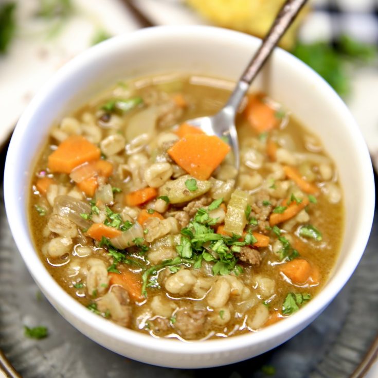 Beef Barley Soup (Easy Ground Beef Recipe) - Miss in the Kitchen