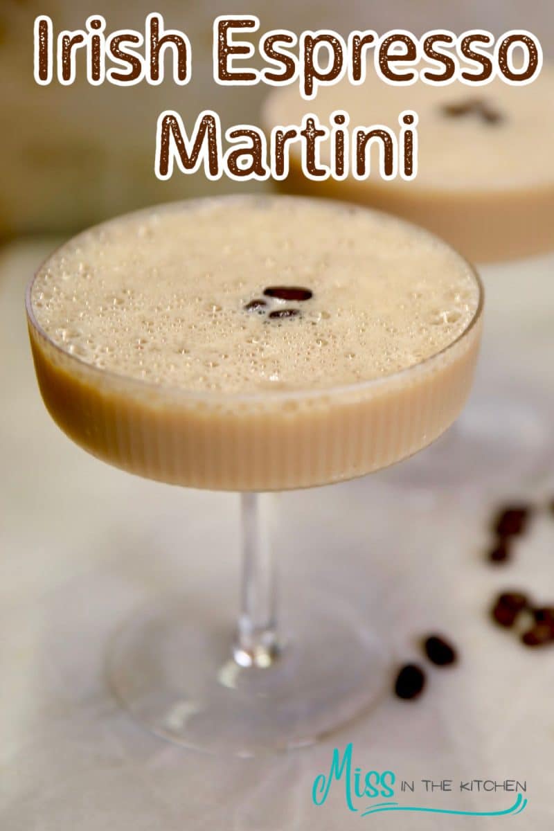 Irish Espresso Martini cocktails - text overlay.