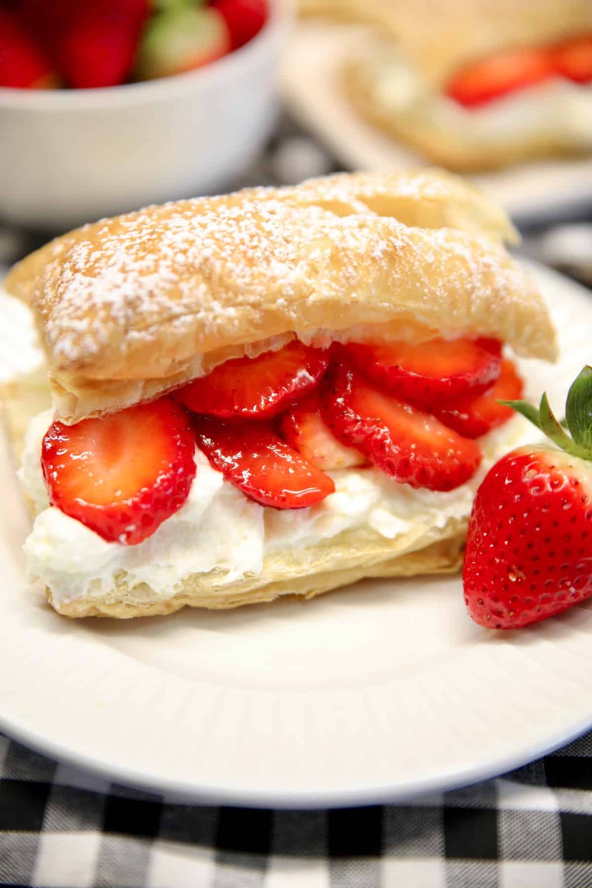 Strawberry Napoleon with pastry cream.