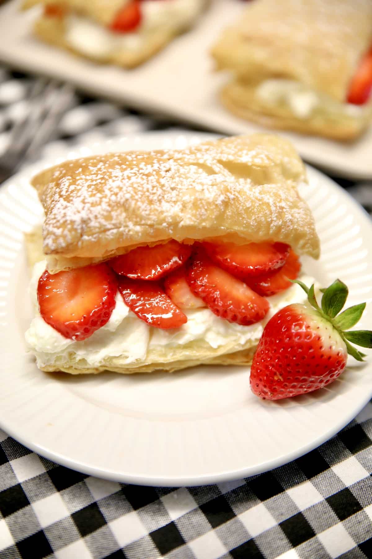 Strawberry napoleon puff pastry desserts.