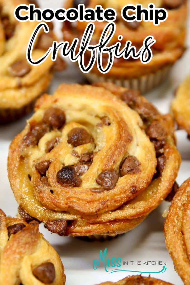 Chocolate Chip Cruffins with text overlay.
