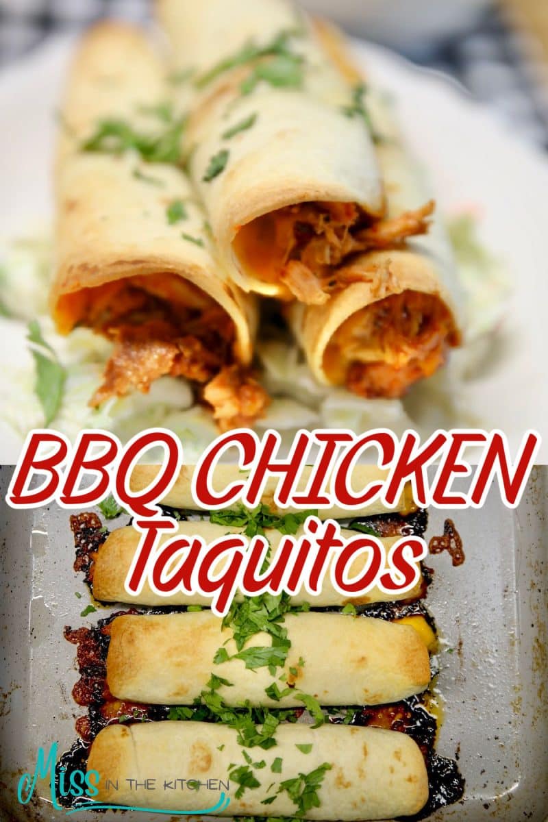 BBQ Chicken Taquitos collage with text overlay.