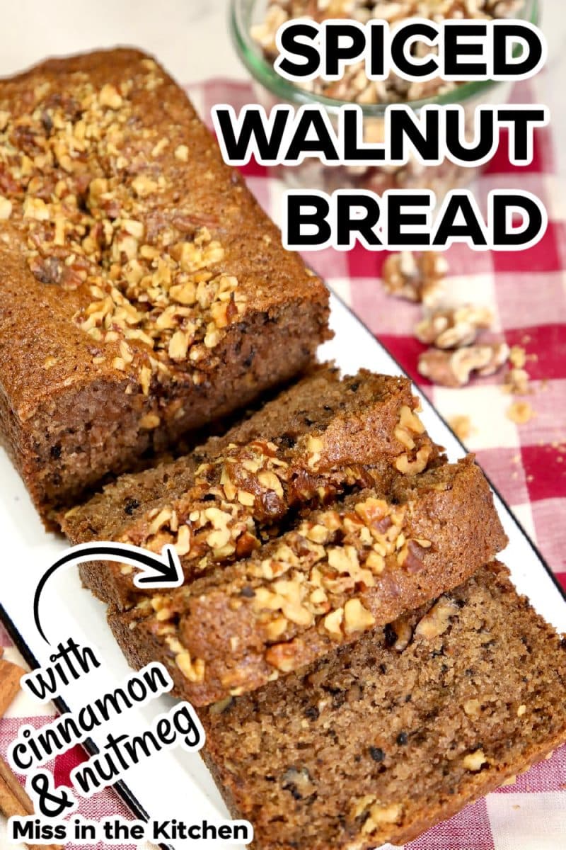 Spiced walnut loaf - partially sliced.