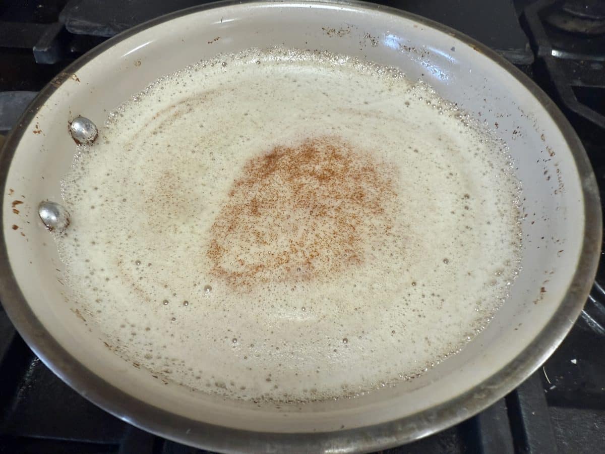 Browning butter in a skillet.