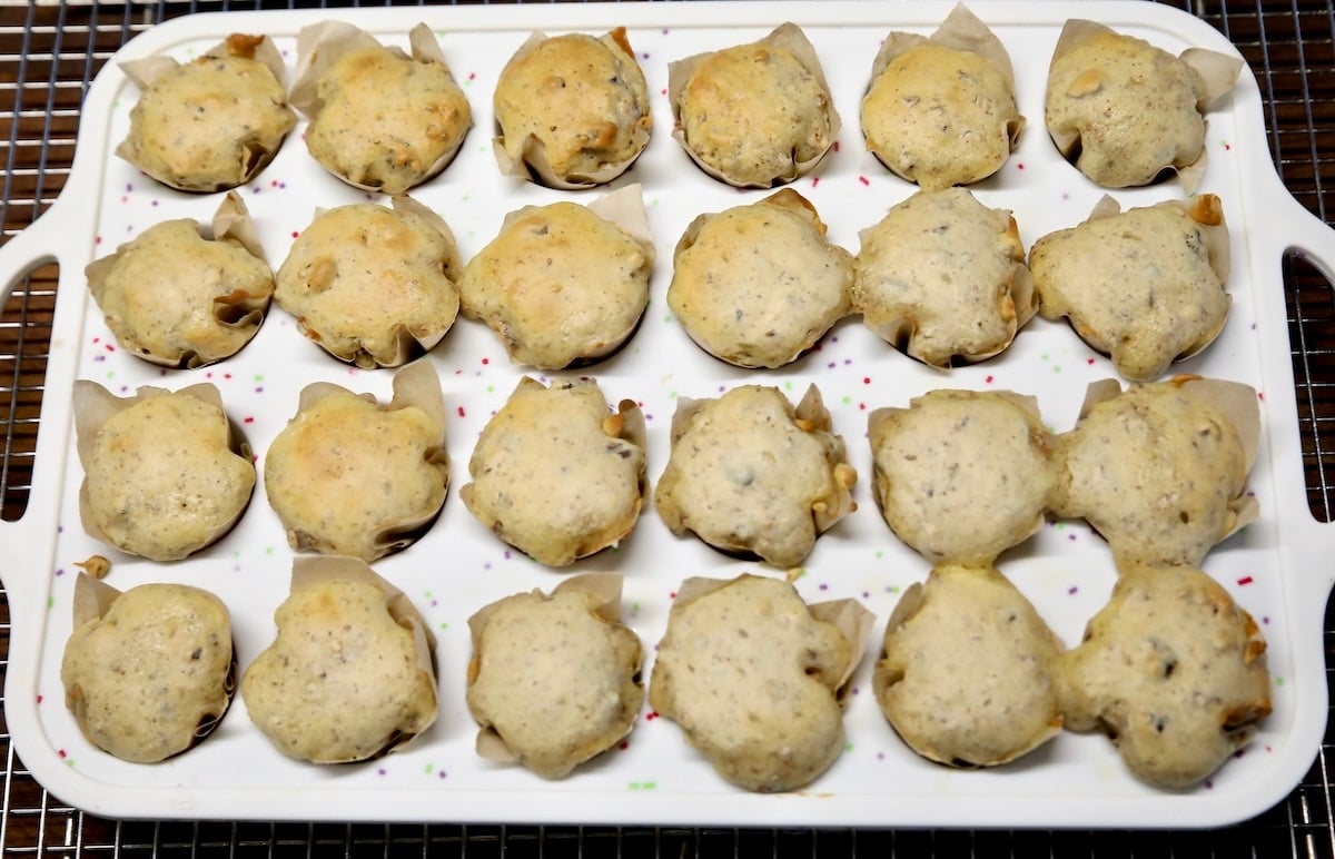 mini cupcakes in a pan.