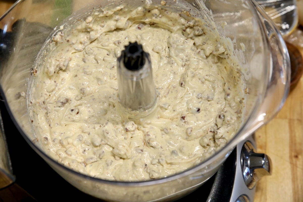Pecan cake batter in a bowl.