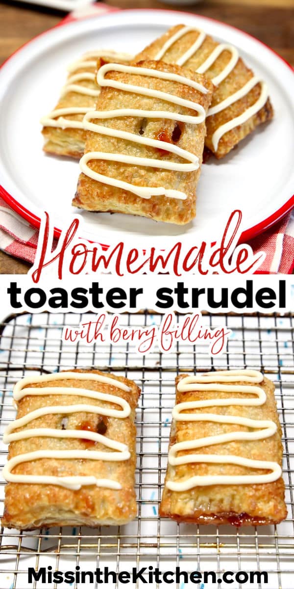 Collage homemade toaster strudel.