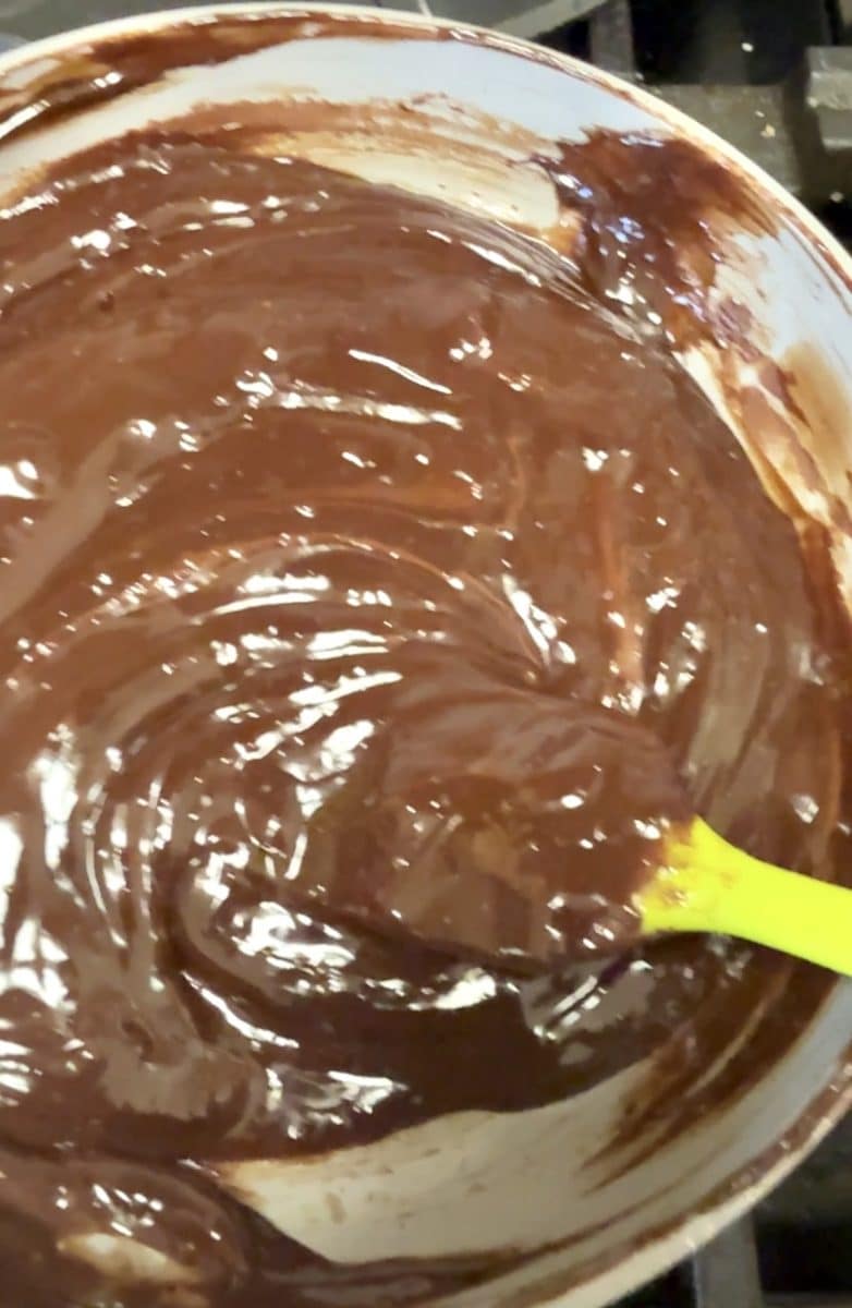 Melted chocolate ganache.