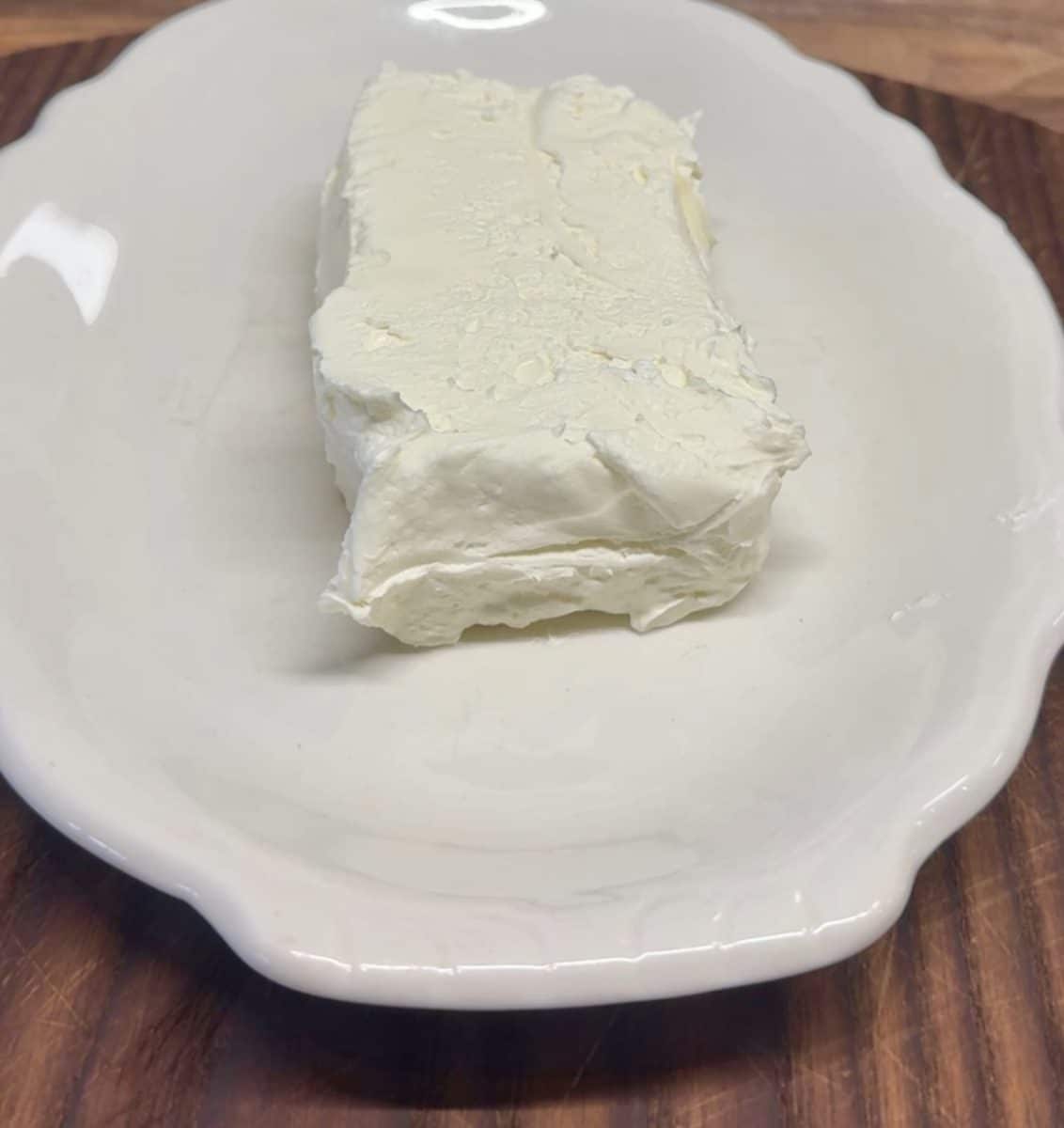 Cream cheese on a platter.