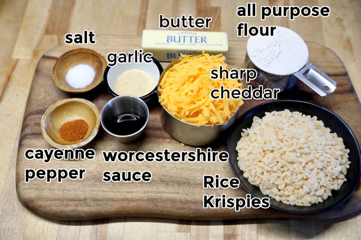 Cheese Wafers ingredients. Ingredients with text labels for Cheese Wafers.