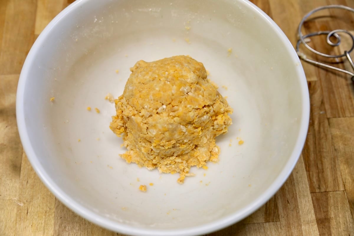 Cheese wafers dough in a bowl.
