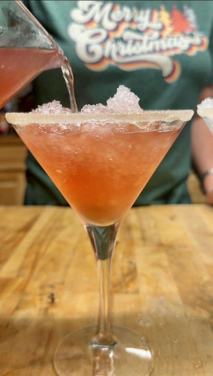 Cranberry Juice and vodka slush cocktail. 