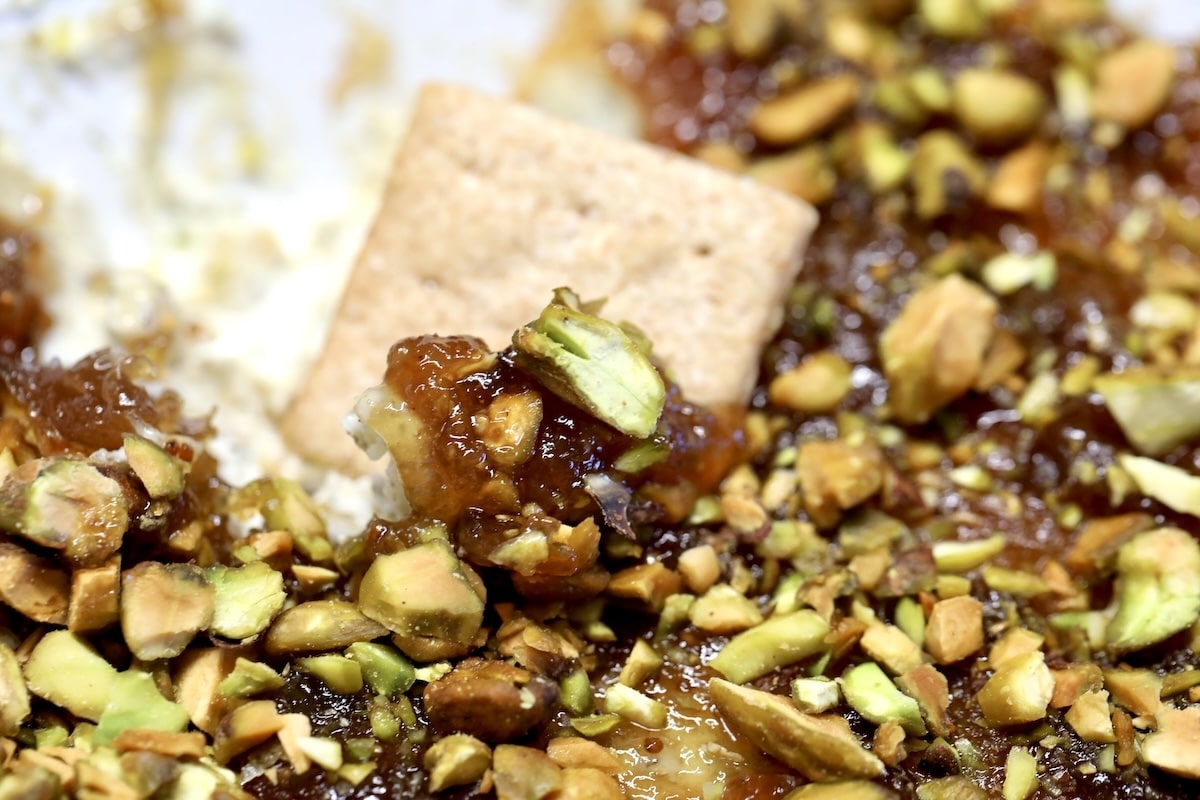 Boursin fig dip with cracker dipping.