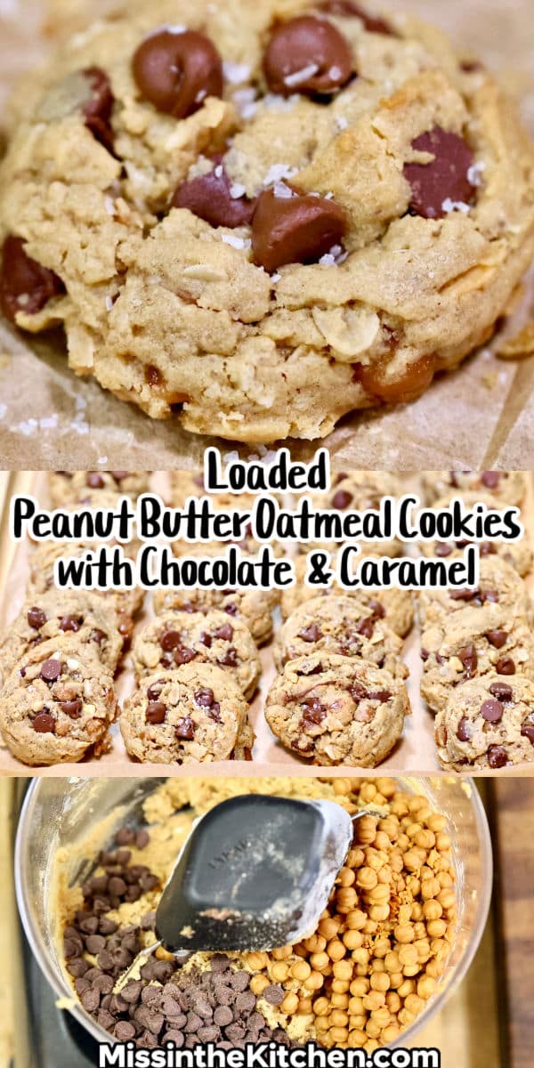 Loaded peanut butter cookies collage: cookie/dough.