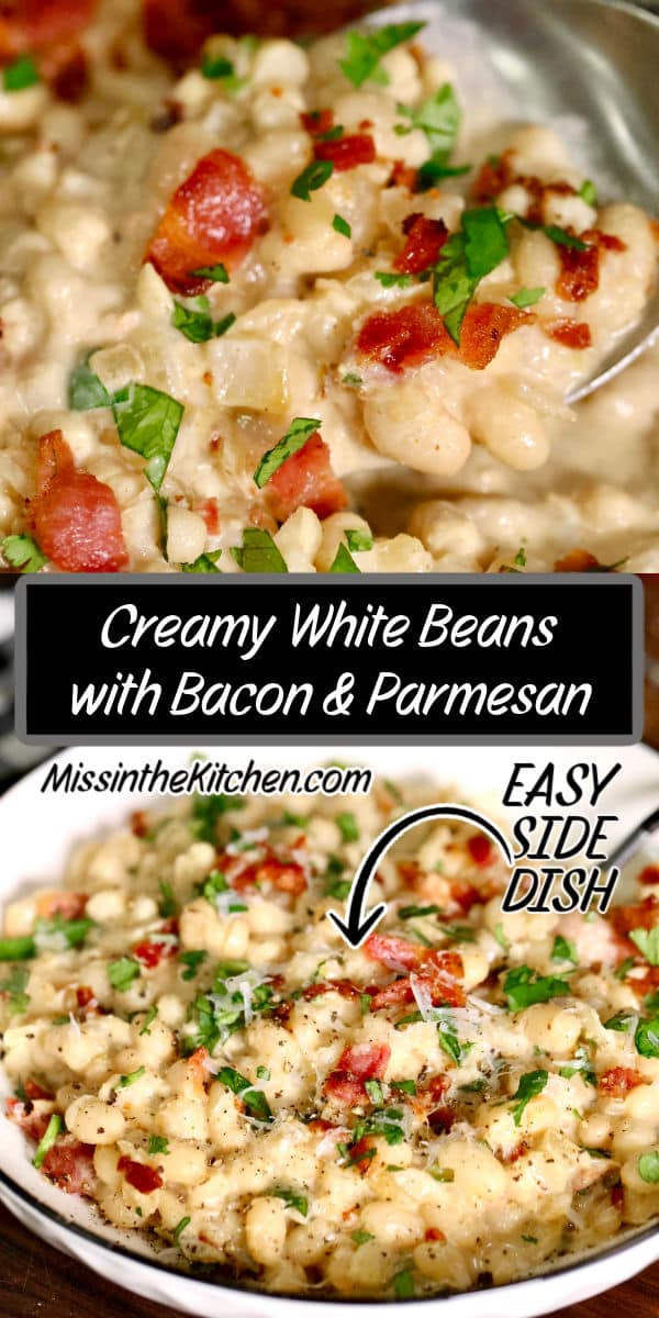 Carbonara white beans collage: spoonful/bowlful.