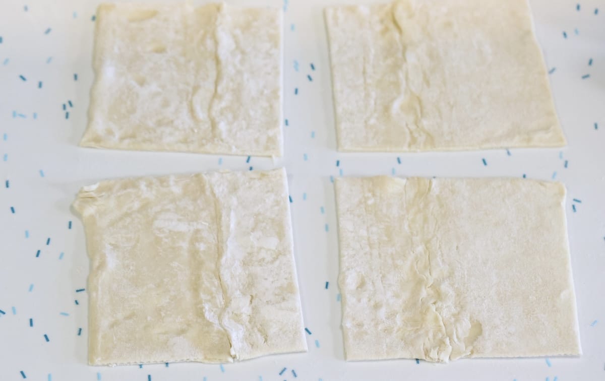 Puff pastry cut into 4 squares.