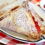 Strawberry turnover on a platter.