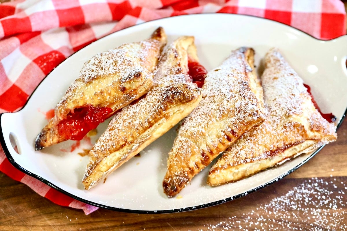 Plate of strawberry turnovers.