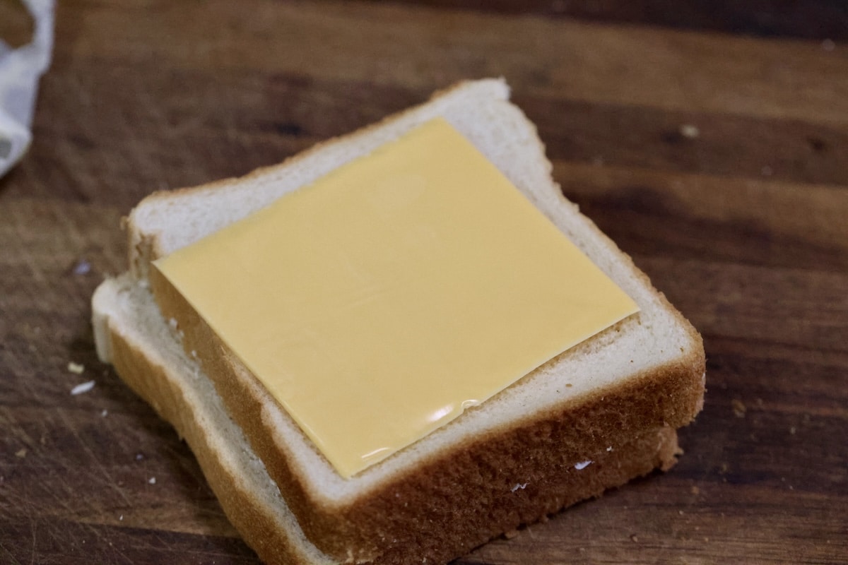 American cheese slice on Texas toast.
