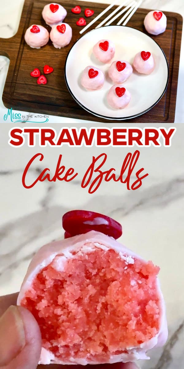 Cake balls collage for Valentine's Day.