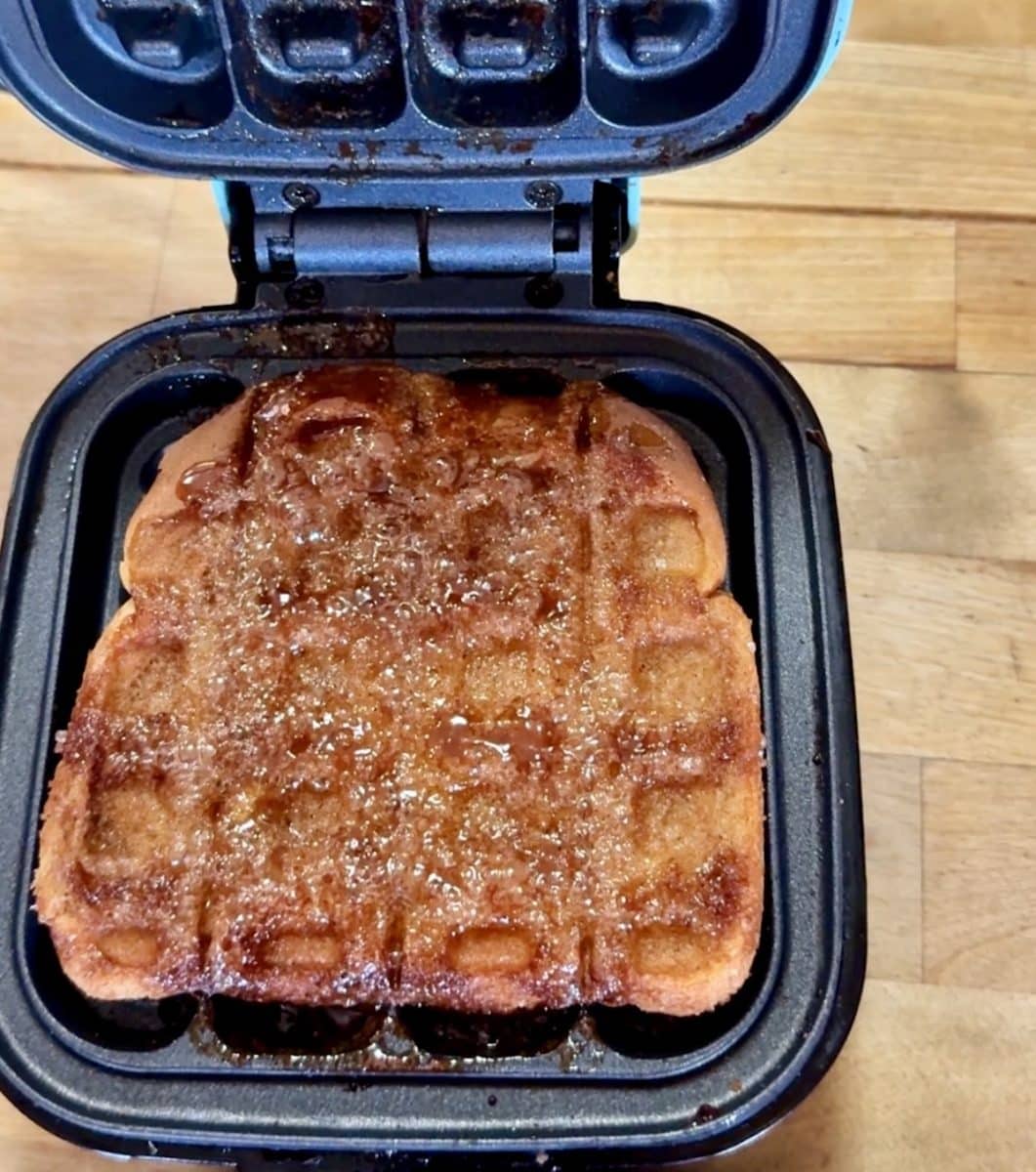 Waffle iron cinnamon toast.
