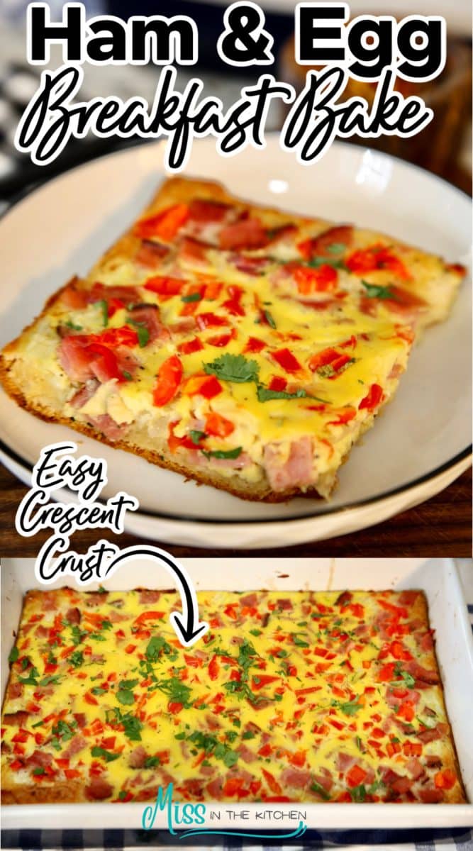 Ham and egg bake collage.