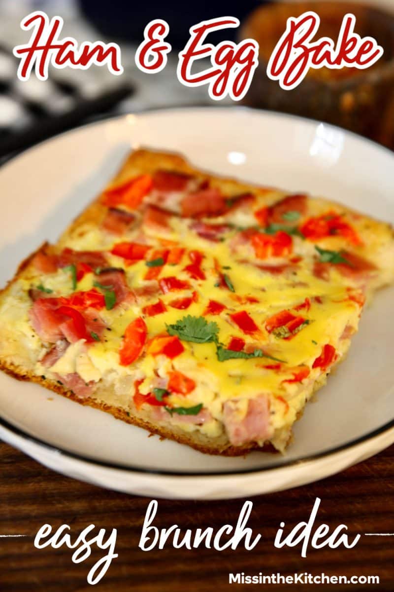Ham and Egg Bake with crescent crust - text overlay.