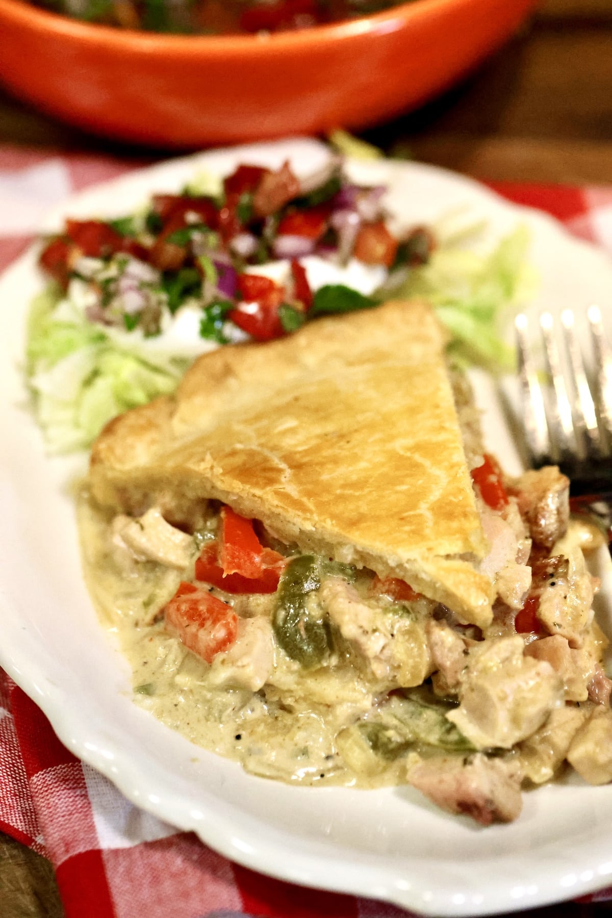 Pot pie with chicken fajita filling.