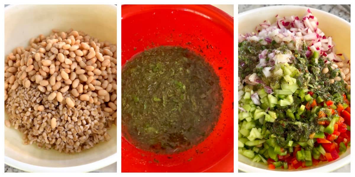 Barley salad collage.