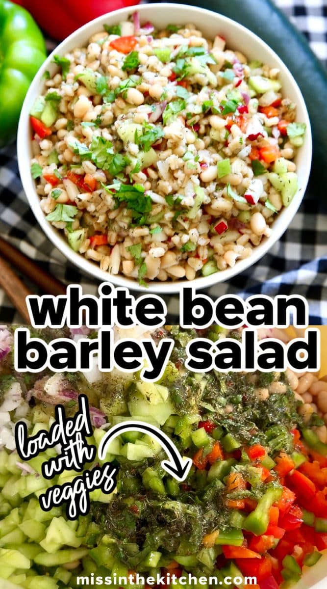White bean salad with vegetables - collage.